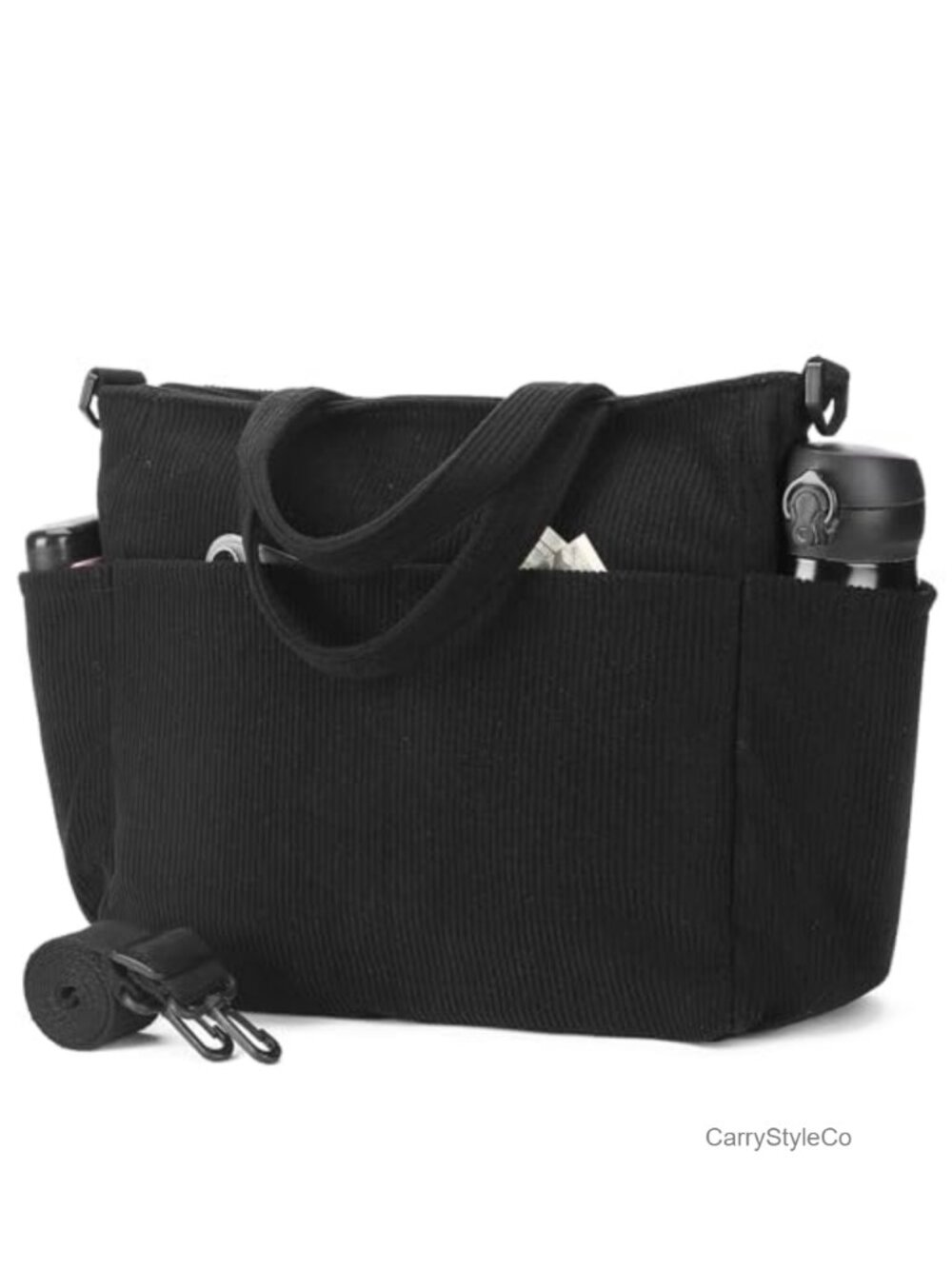 Corduroy Tote Bag Crossbody Lightweight Zipper Shoulder Bag for Work Shopping